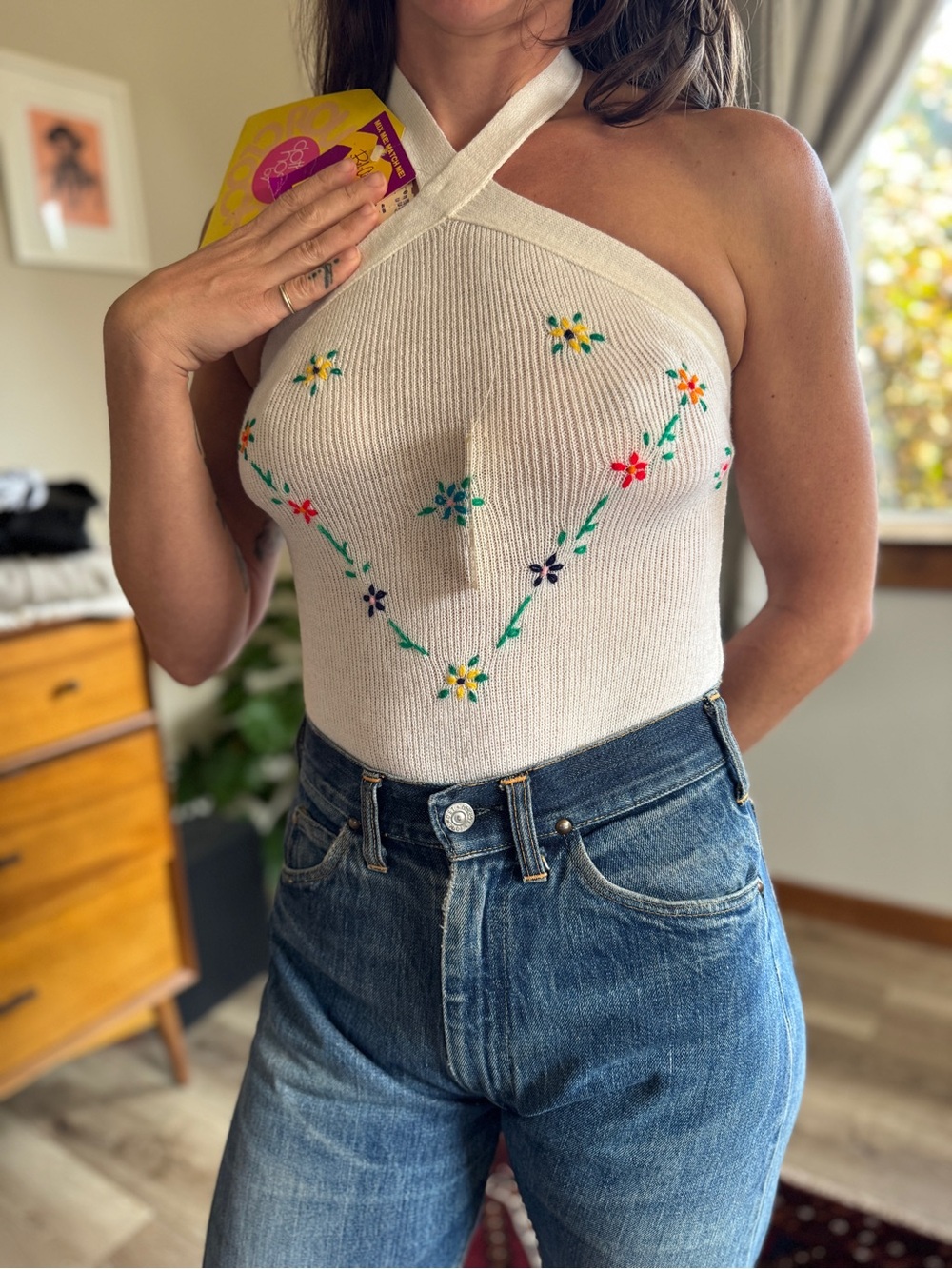 Vintage 70s Clothes Hose Deadstock Halter Bodysuit w/ Tags NWT